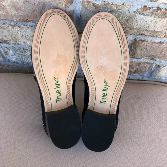 True Ivy Leather Black Ally Nubuck Studds Details Penny Slip On Loafer 8M - Picture 9 of 15